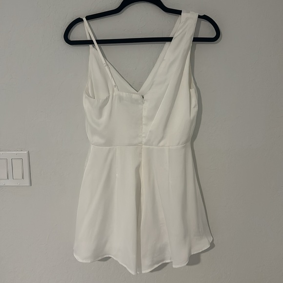 Lulus Likely Lover Ivory Satin Asymmetrical Cowl Neck Romper - Picture 5 of 5